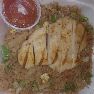 Grilled chicken with fried rice