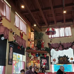 Betty Boop everything; view of front door from my table