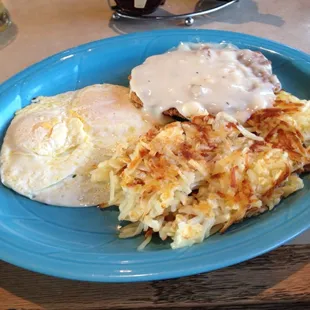 Chicken fried steak and over easy eggs