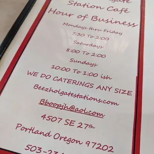 menu