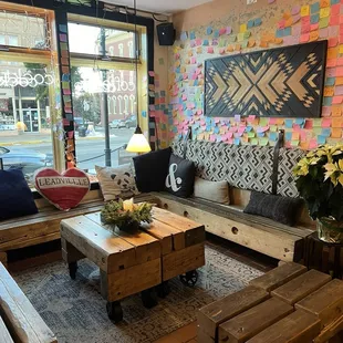 Seating area with a view of Harrison Ave