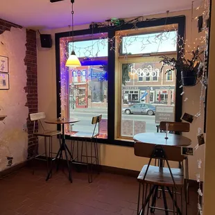 Seating area with a view of Harrison Ave