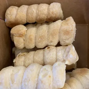 a box of bread rolls