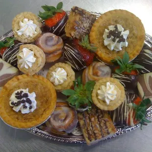 a platter of desserts