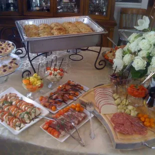 a variety of food on a table