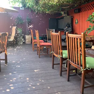 Cute outside seating! $13 for wine and beer