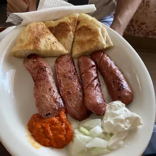 Veal sausage plate