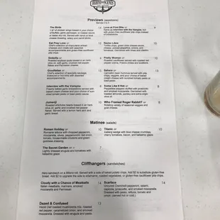 The food menu