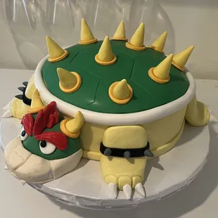 Incredible job on this EGGLESS Bowser cake for my son&apos;s birthday. Was even better than the photo I sent.