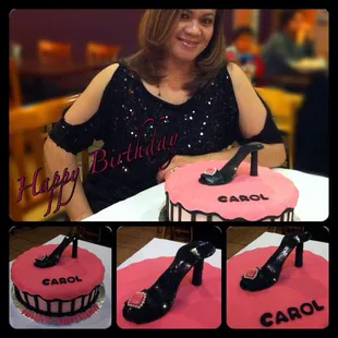 I love my pink and black stiletto birthday cake!
