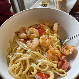 Fettuccini Alfredo $17 added shrimp for $10 more