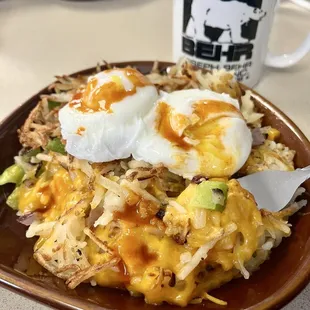 Breakfast Skillet with Poached Eggs