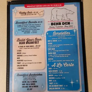 a menu for a restaurant