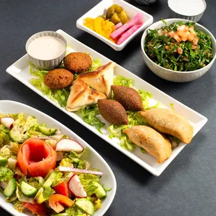 two plates of food on a table