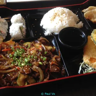 Beef teriyaki bento box. Rating: Typical.