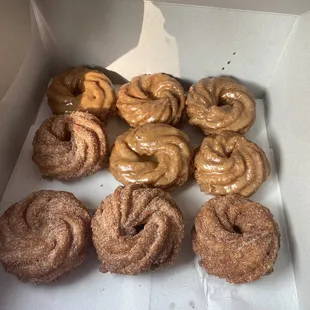 Maple and cinnamon sugar crullers