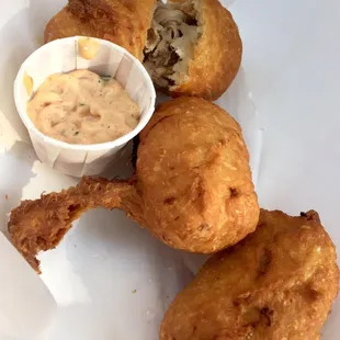 COCHON BEIGNETS AND REMOULADE ($6) from Ruby Slipper were a great mix of flavor and textures.