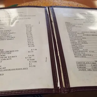 the menu