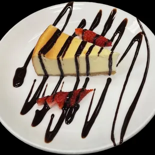 Cheesecake dessert (with strawberries &amp; chocolate drizzle)
