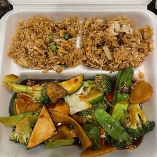 Buddha's Feast. Two pieces of tofu, small portion.