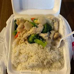 Vegetable Chicken Over Rice Plate 04/08/21
