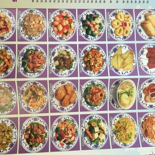 a chinese food menu