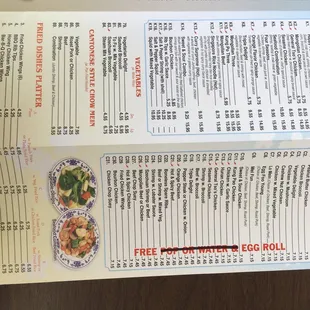 the menu and prices