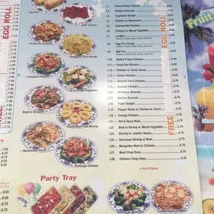 the menu and prices