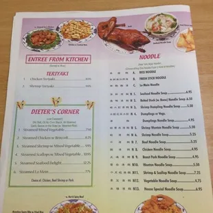 the menu of the restaurant