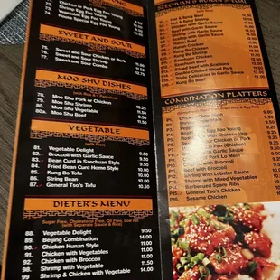 the menu and prices