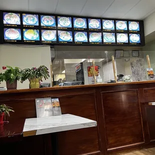 the counter and menus