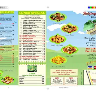 the menu of the restaurant