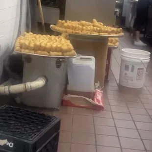 a kitchen with a lot of food