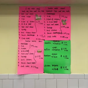 Basic menu offering burgers, sandwiches, and some Chinese food