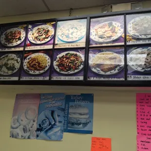 Basic menu on the wall (there are no prices listed for the pics, but paper menus can be found at the call window