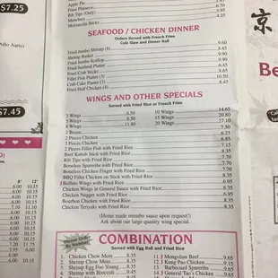 sushi and sashimi, menu