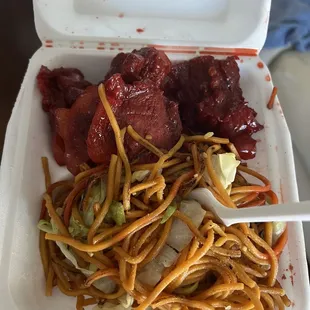 Bbq pork and chow mein