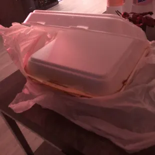 Double wrapped it it was heavy with a lot of sauce