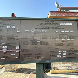 the menu for the restaurant