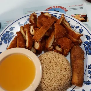 a plate of chinese food