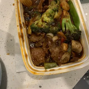Hunan Beef asked for peanuts, no peanuts despite $1 upcharge still being applied.