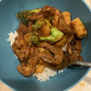 Hunan Beef and White Rice