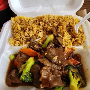 Beef and brocoli to go