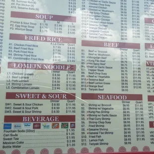 Drive-thru menu 10/16/21 No indoor eating yet