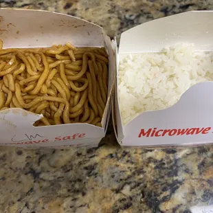 Chow mein and rice