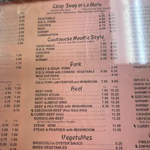 menu