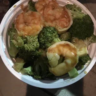 Small shrimp and broccoli $8.10