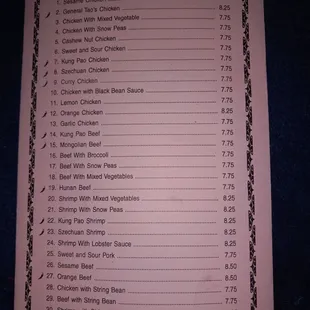 menu