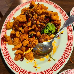 Chongqing Lazi Ji (spicy fried chicken nuggets). A favorite! Yes.. I dug into it before I took a picture! Bad Charlie1