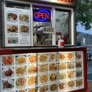 a food stand on a street corner